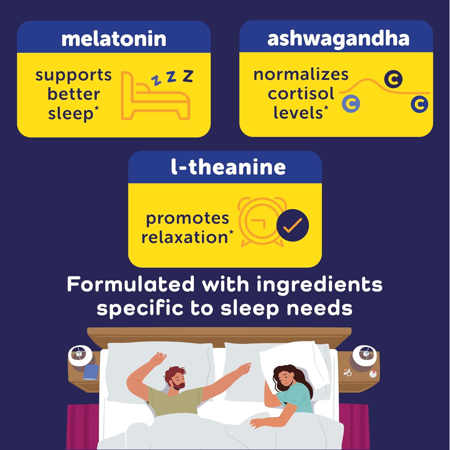 Calmable Stress Relief Aid Plus Sleep Support - De-Stress, Relax and Sleep Better - Vegan - with Melatonin, Ashwagandha and L Theanine - Anti Stress Support Vitamin Dietary Supplement - 60 Capsules : Health & Household