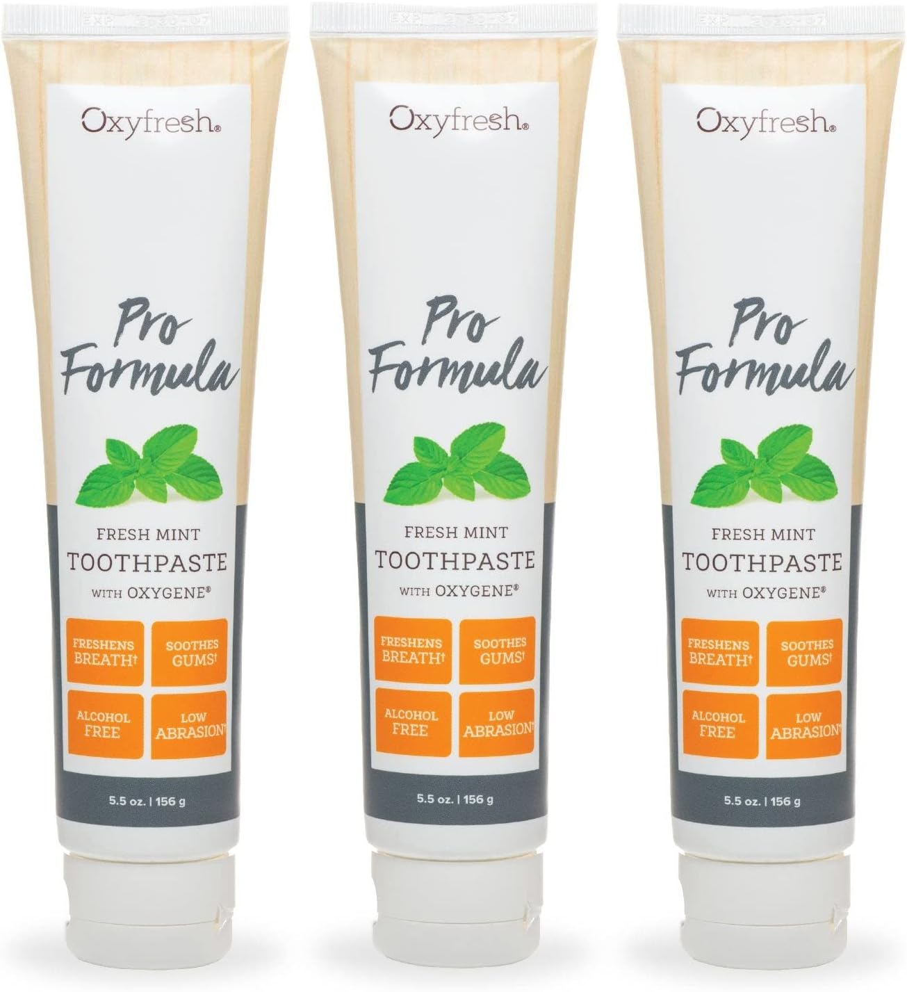 Oxyfresh Pro Formula Fresh Mint Toothpaste – Gentle Low Abrasion - Cosmetic Fluoride Free Formula - Great for Sensitive Teeth and Gums with Natural Essential Oils. 5.5 oz. (3 Pack)