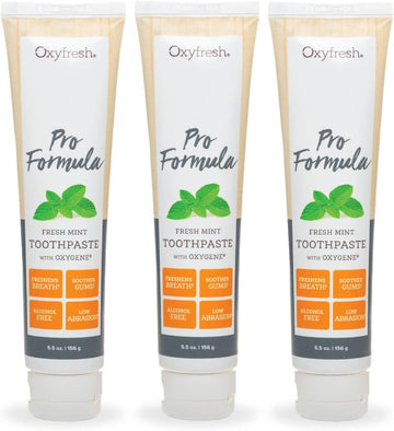 Oxyfresh Pro Formula Fresh Mint Toothpaste – Gentle Low Abrasion - Cosmetic Fluoride Free Formula - Great for Sensitive Teeth and Gums with Natural Essential Oils. 5.5 oz. (3 Pack)