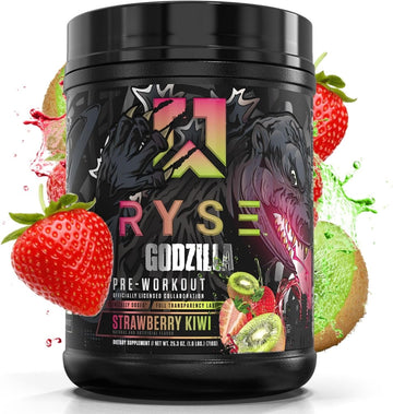 RYSE Up Supplements Noel Deyzel x Godzilla Pre Workout | Intense Pumps, Energy, & Focus | Citrulline & Beta Alanine | 400mg Total Caffeine | 40 Servings (Strawberry Kiwi)