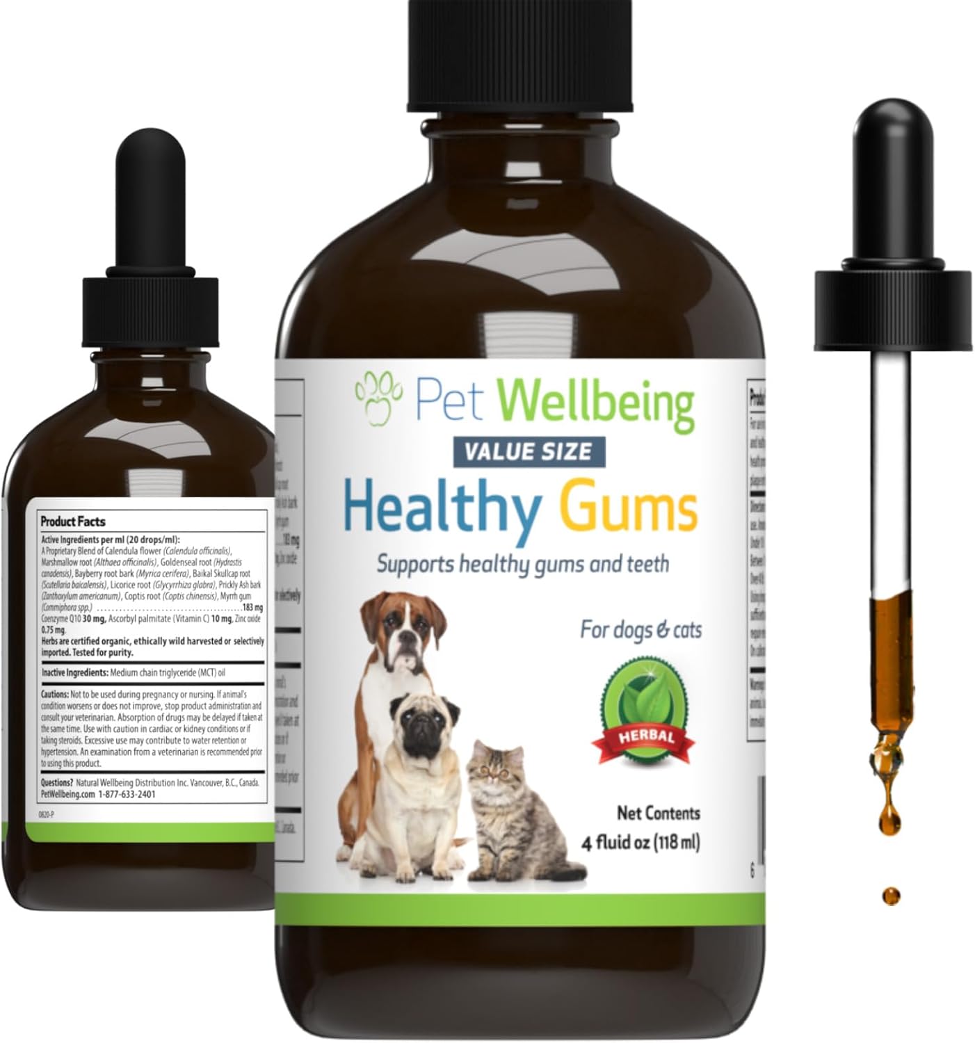Pet Wellbeing Healthy Gums For Dogs & Cats - Veterinarian Formulated - Healthy Gums & Teeth, Oral Care For Gingivitis, Fresh Breath, Dental Health - Natural Topical For Cats & Dogs 4 Oz (118 Ml)