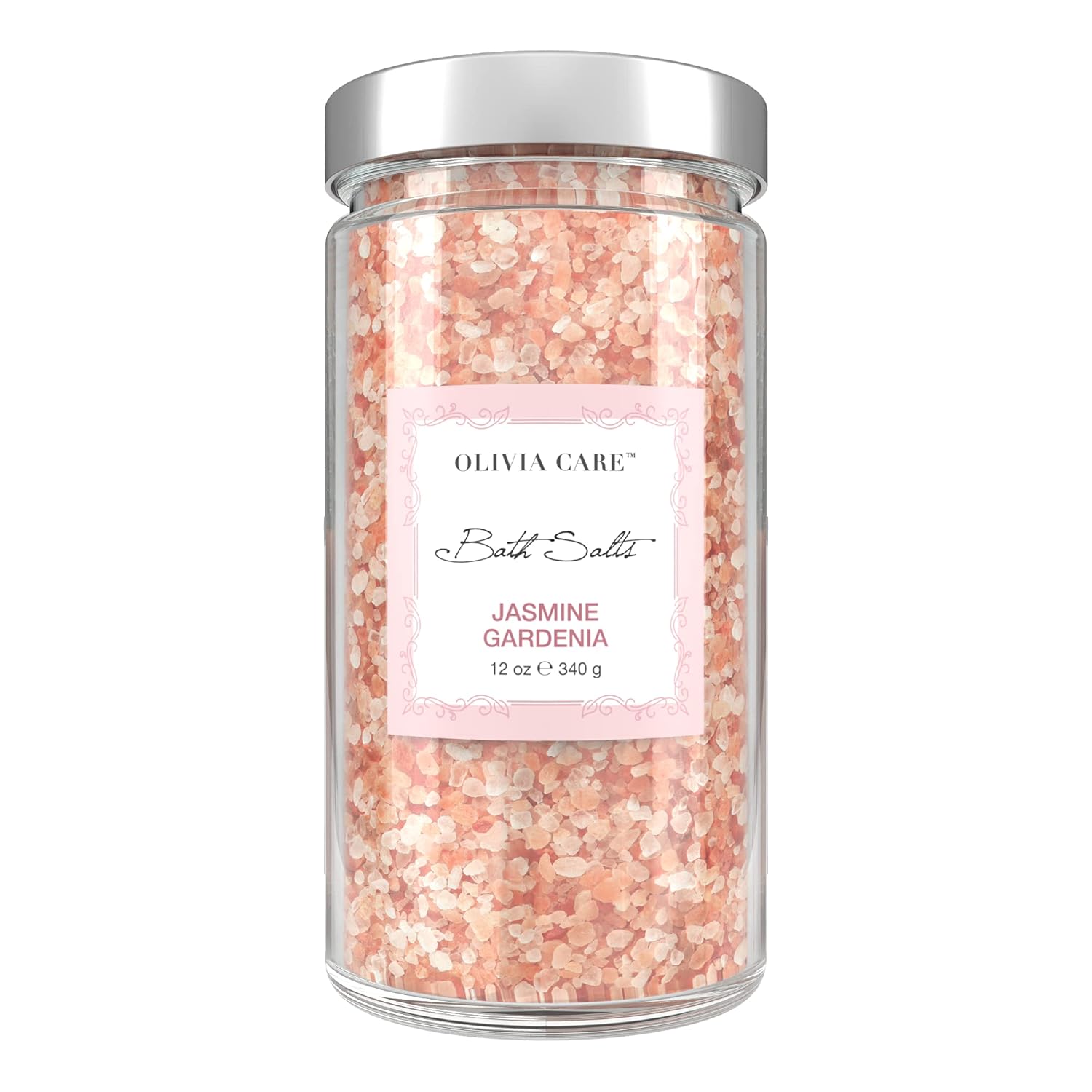 Olivia Care Pink Himalayan Bath Salts With French Rose - Relieves & Relax Muscles. Exfoliate, Heal, Rejuvenate, Cleansing & Soothes Skin | Made With Natural Ingredients. Fresh Fragrance - 12 Oz