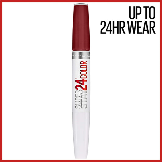 Maybelline Super Stay 24, 2-Step Liquid Lipstick Makeup, Long Lasting Highly Pigmented Color With Moisturizing Balm, Everlasting Wine, Plum Red, 1 Count