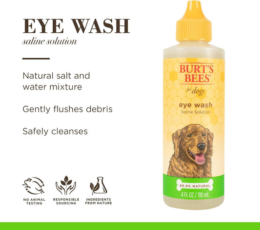 Burt's Bees for Pets Natural Eye Wash with Saline Solution | Eye Wash Drops for All Dogs and Puppies | Dog Eye Cleaner Eye Wash | Cruelty Free, Made in USA, 4 Oz -24 Pack