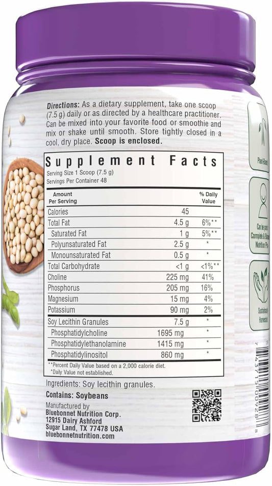 Bluebonnet Nutrition Super Earth Lecithin Granules, Derived From Non-Gmo Soy, Gluten-Free, Vegan, Kosher Certified, No Sugar Added, 12.7 Oz, Yellow, 12.7 Oz : Health & Household