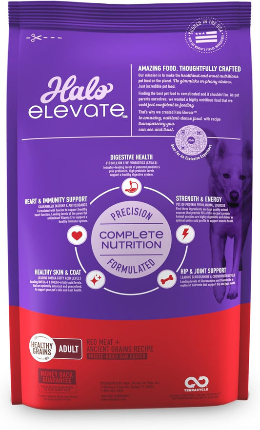 Halo Elevate Dry Dog Food, Healthy Grains Red Meat Recipe, 3.5Lb