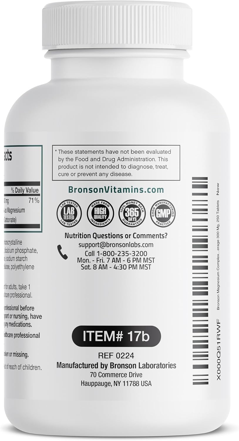 Triple Magnesium Complex Maximum Coverage 300 Mg Magnesium Oxide Magnesium Citrate Magnesium Carbonate, Non-GMO Formula, 250 Tablets : Health & Household