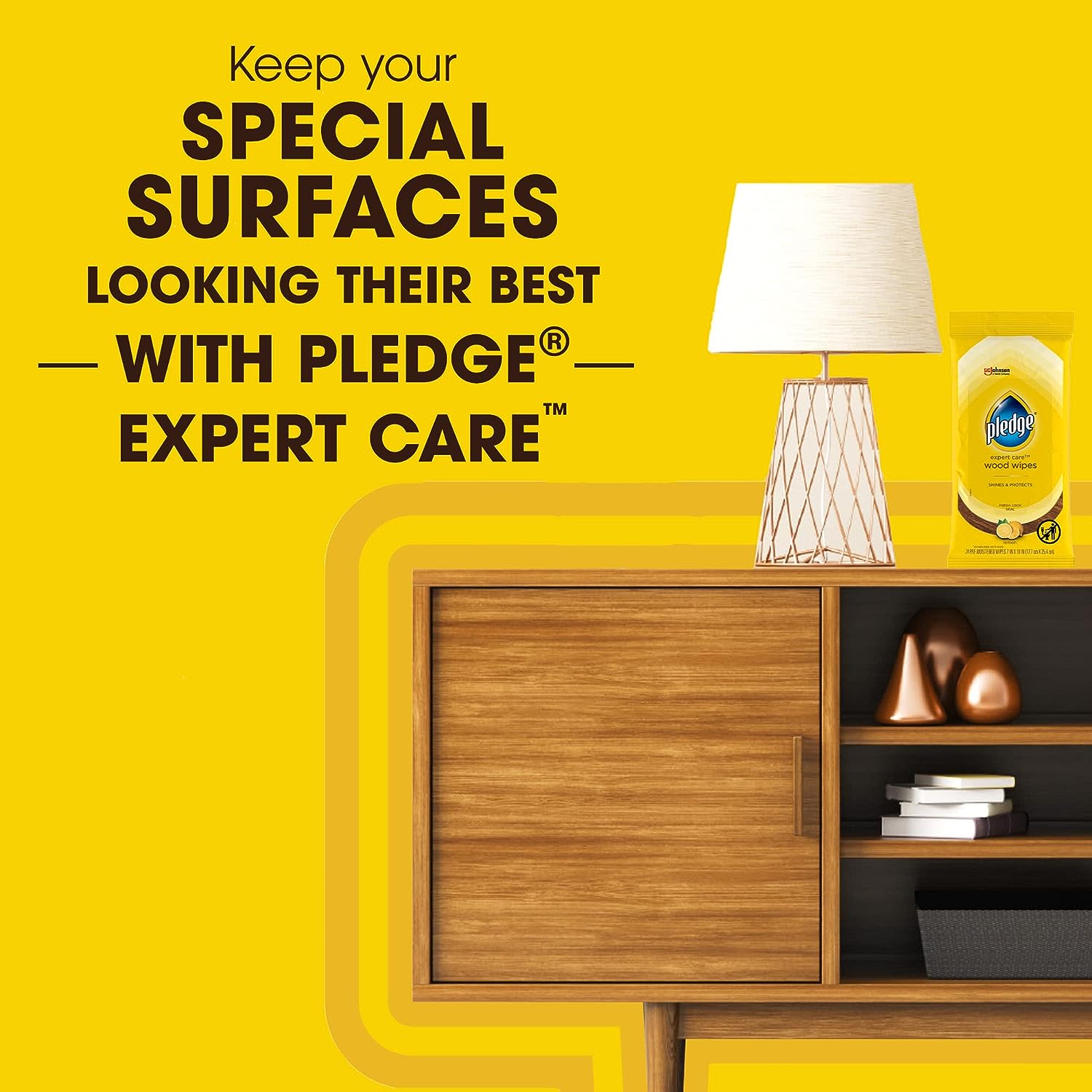 Pledge Multi-Surface Furniture Polish Wipes, Works on Wood, Granite, and Leather, Cleans and Protects, Lemon (24 Total Wipes) (Pack of 2) : Health & Household