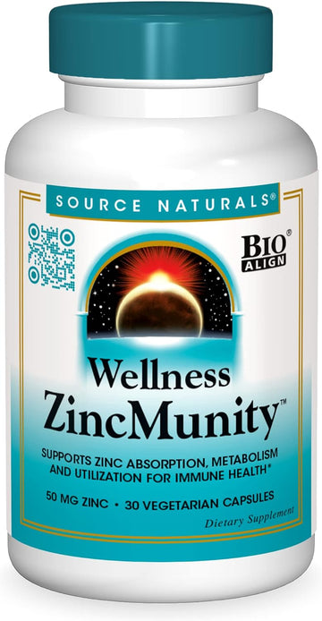 Source Naturals Wellness Zincmunity, Supports Zinc Absorption, Metabolism And Utilization For Immune Health*, 50 Mg Zinc - 30 Vegetarian Capsules