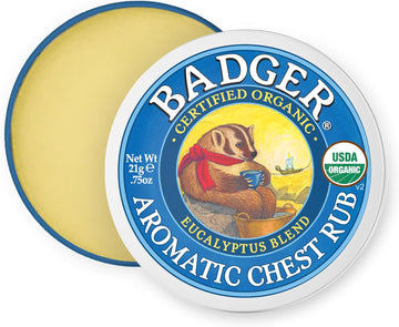 Badger Aromatic Chest Rub | Organic Steam Inhalant With Eucalyptus, Rosemary & Lavender Essential Oils | Eases Chest Congestion, Sinuses & Promotes Clear Breathing, Cruelty Free (21G)