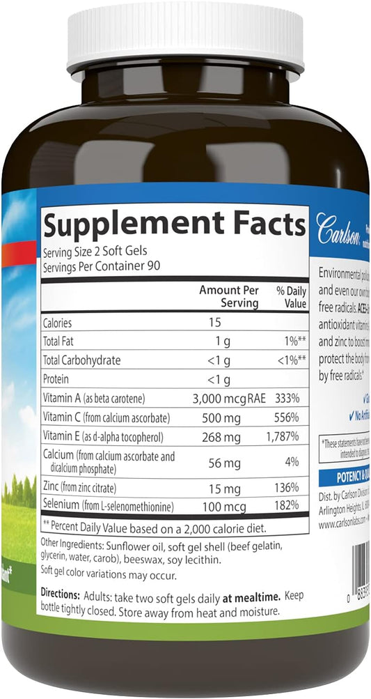 Carlson - ACES + Zn, Vitamins A, C, E + Selenium & Zinc, Cellular Heal