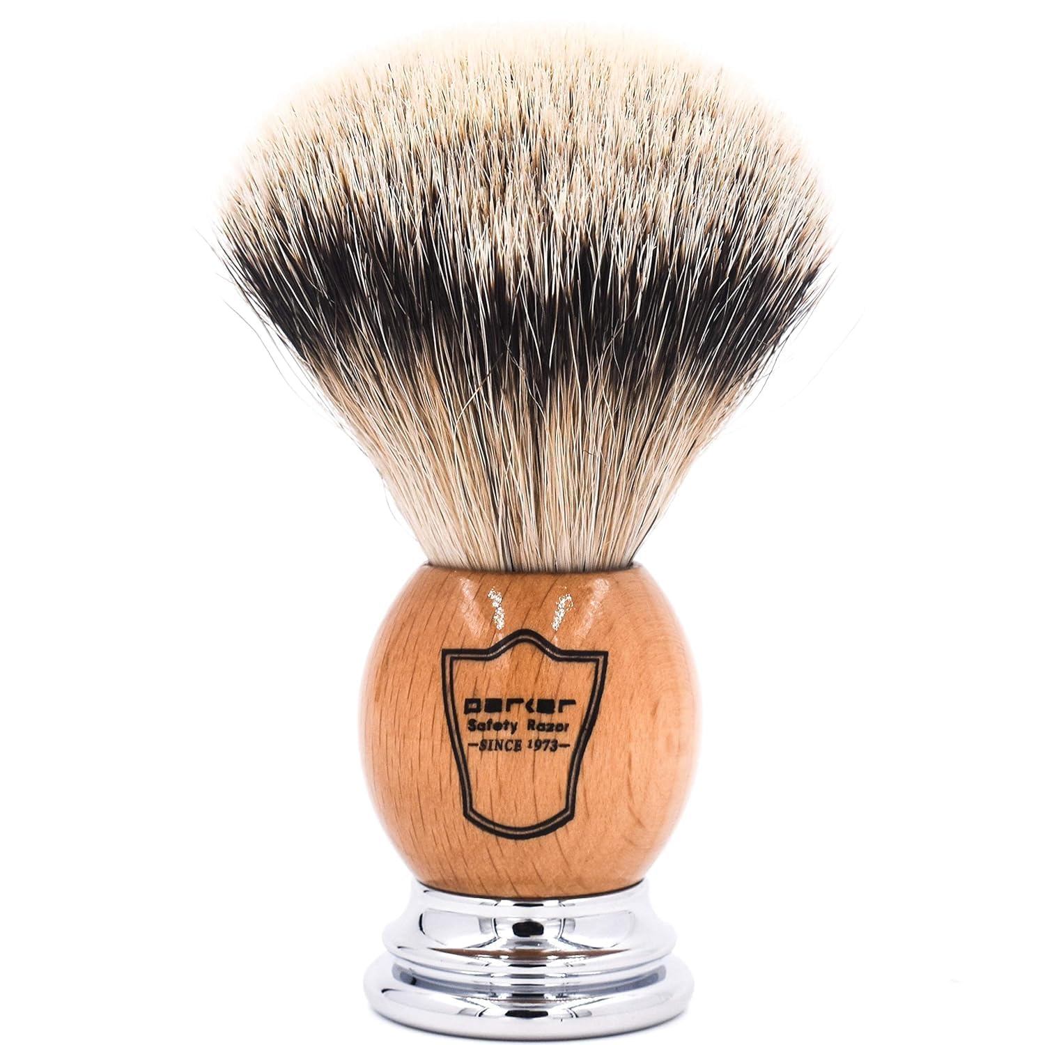 Parker 100% Silvertip Badger Shaving Brush – Olivewood Handle, Long-Loft 22 Mm Knot With Resin Stand – Super Soft Bristles For A Rich Lather For All Skin Type