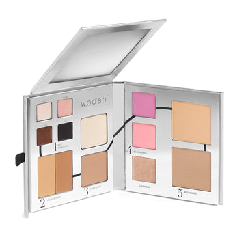 Woosh Beauty, Fold Out Face Original Makeup Palette, Travel, All In One, Neutral Cream & Powder (#3 Medium)