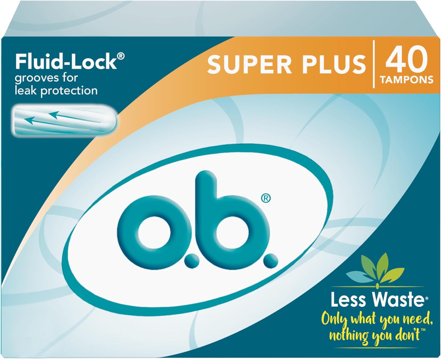 o.b. Tampons | Non-Applicator Tampon, Unscented | Super Plus Tampons, 40ct