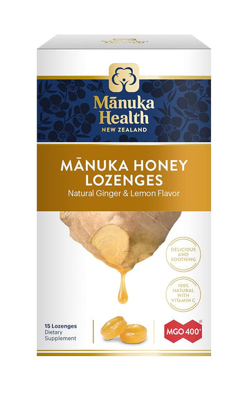 Manuka Health Manuka Honey Lozenges – 15 Lemon Flavored Lozenges – Natural Throat Lozenges Infused With Raw Manuka Honey And Vitamin C For Immune Support