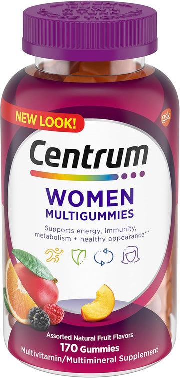 Centrum Multigummies Gummy Multivitamin For Women, Multivitamin/Multimineral Supplement With Vitamin D3, B Vitamins And Antioxidants, Assorted Fruit Avor - 170 Count