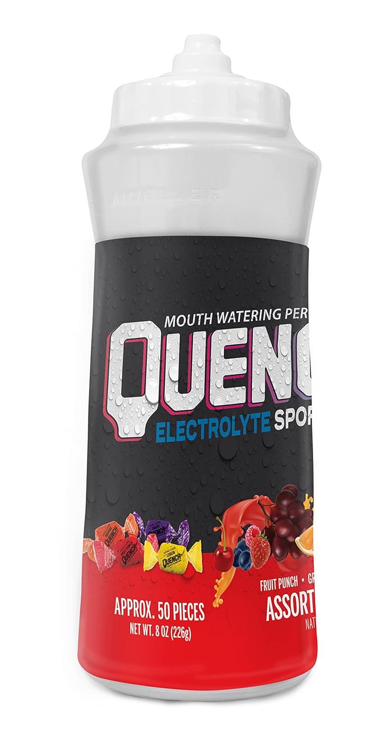 Quench Gum Bottle, Electrolytes Chewing Gum For Athletes And Sports Trainers, New Assorted Fruity Flavors, 8 Ounce, 50 Pieces