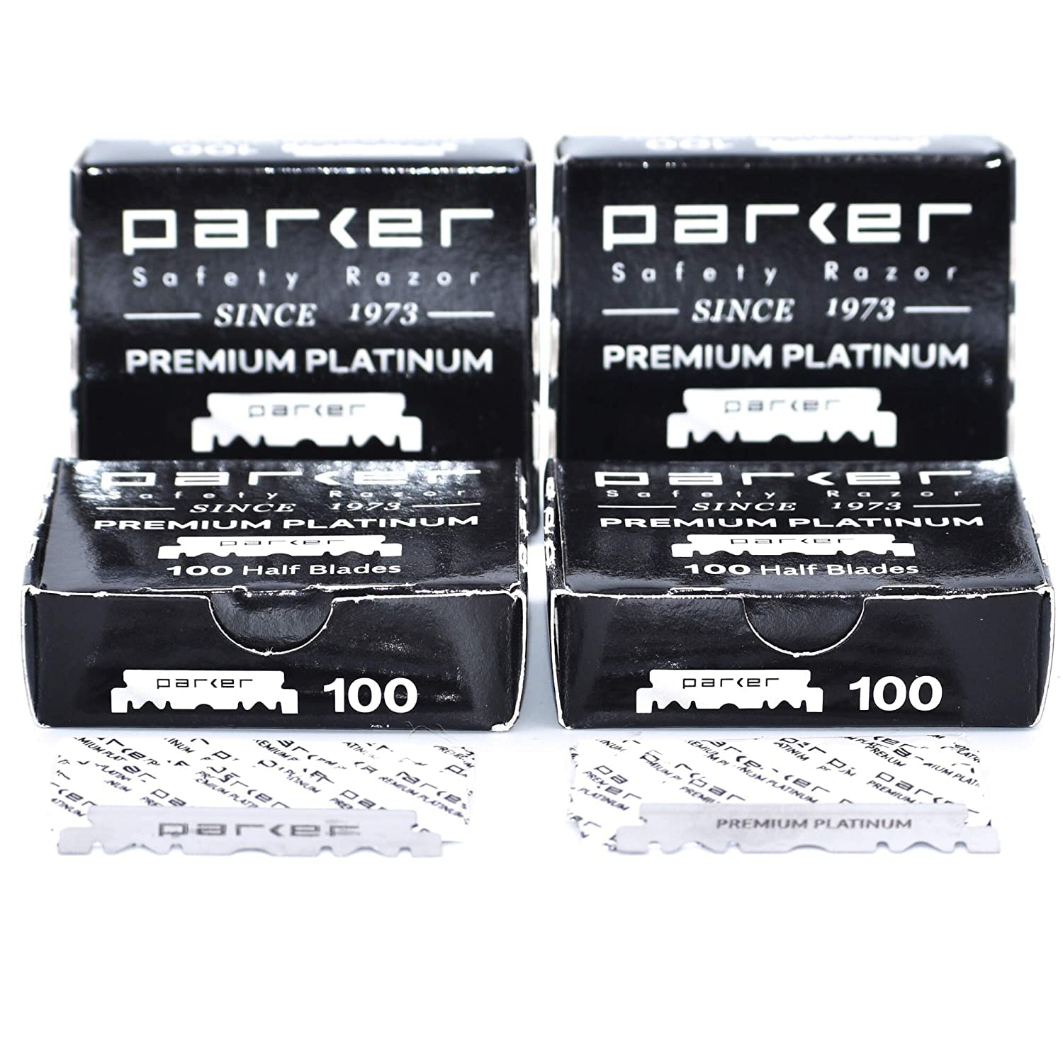 Parker Premium Platinum 1/2 Blades, 400 Count - For Professional Barber, Shavette And Disposable Straight Razors