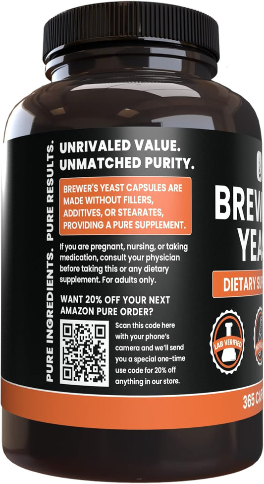 Pure Original Ingredients Brewer'S Yeast (365 Capsules) No Magnesium Or Rice Fillers, Always Pure, Lab Verified