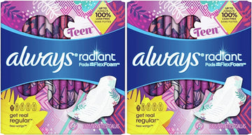 Always Radiant Teen Pads Get Real Regular Unscented w/Wings - 14ct