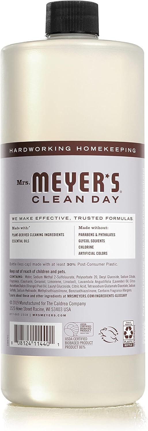 Mrs. Meyer'S Clean Day Multi-Surface Cleaner Concentrate, Use To Clean Floors, Tile, Counters, Rosemary, 32 Fl. Oz