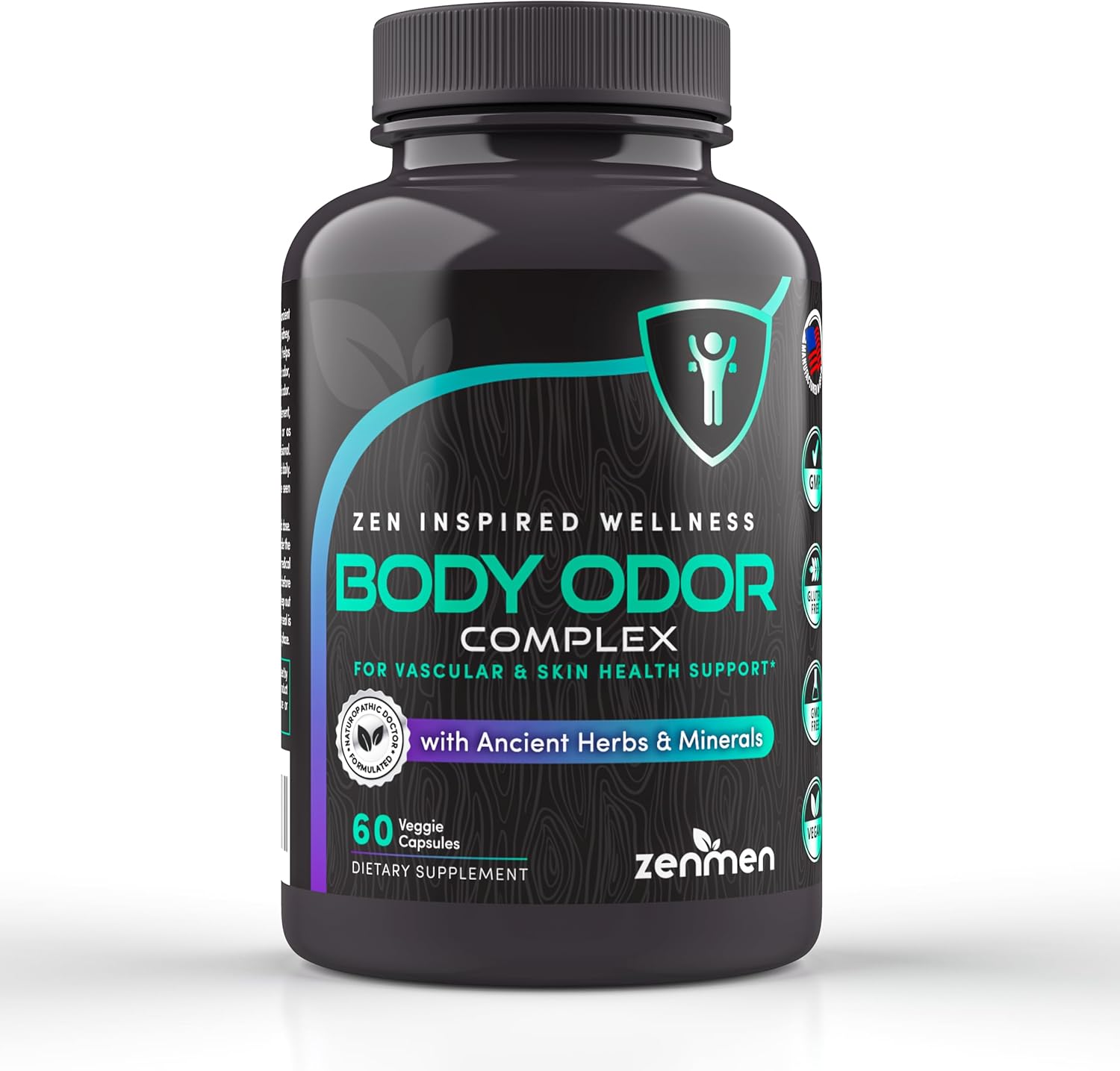 Naturally Body Deodorizing Supplement - Body Odor Eliminator Pills - Internal Deodorant For Underarms, Intimate Areas, And Private Parts - 60 Vegan Capsules. Made In The Usa