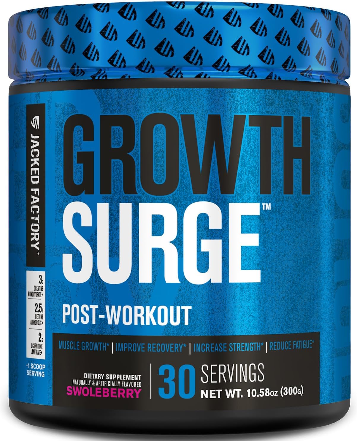 Jacked Factory Growth Surge Creatine Post Workout W/L-Carnitine - Daily Muscle Builder & Recovery Supplement With Creatine Monohydrate, Betaine, L-Carnitine L-Tartrate - 30 Servings, Swoleberry