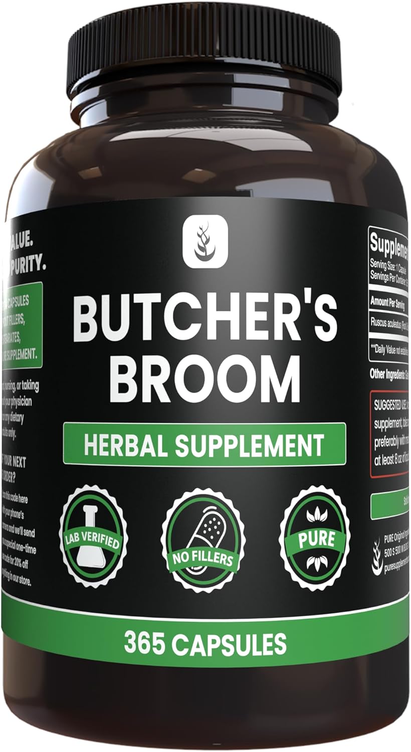 Pure Original Ingredients Butcher'S Broom (365 Capsules), No Magnesium Or Rice Fillers, Always Pure, Lab Verified
