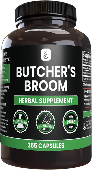 Pure Original Ingredients Butcher'S Broom (365 Capsules), No Magnesium Or Rice Fillers, Always Pure, Lab Verified