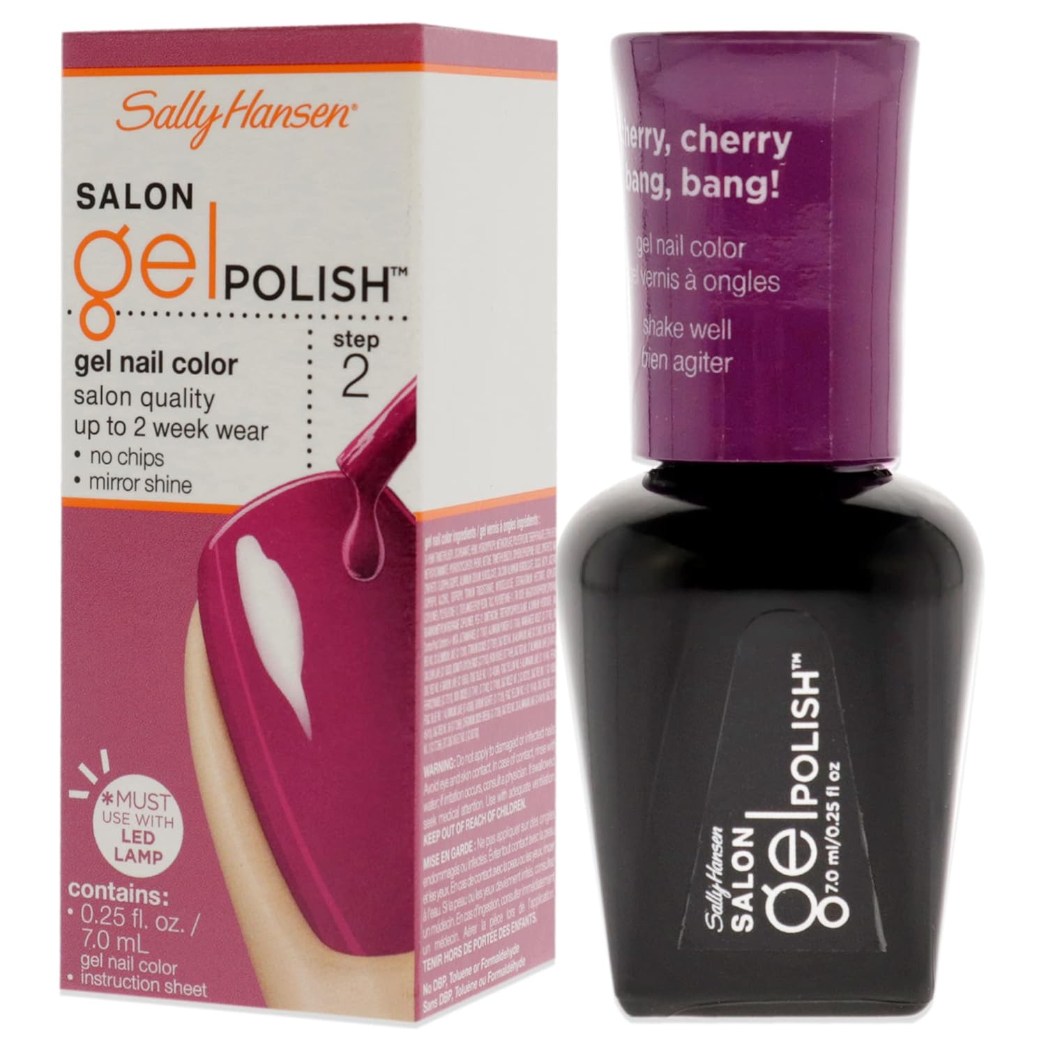 Sally Hansen Salon Gel Polish Nail Lacquer, Cherry, Cherry Bang, Bang, 0.14 Fl Oz : Beauty & Personal Care