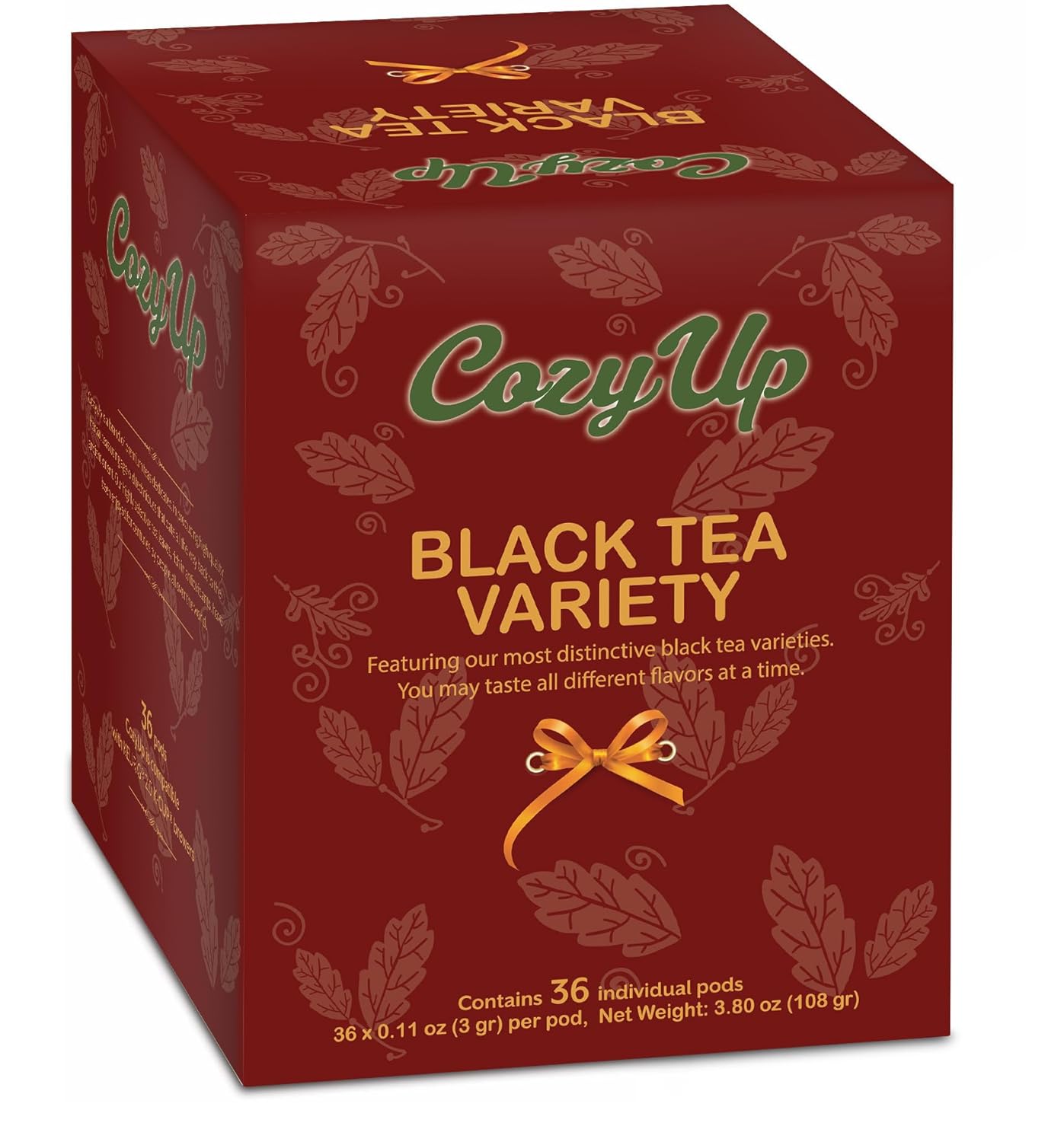 Cozy Up 4 Flavors Assorted Black Tea Sampler Pods Compatible With Keurig K-Cup Brewers (Black, English Breakfast, Earl Grey, Ginger Black Tea), 36-Count