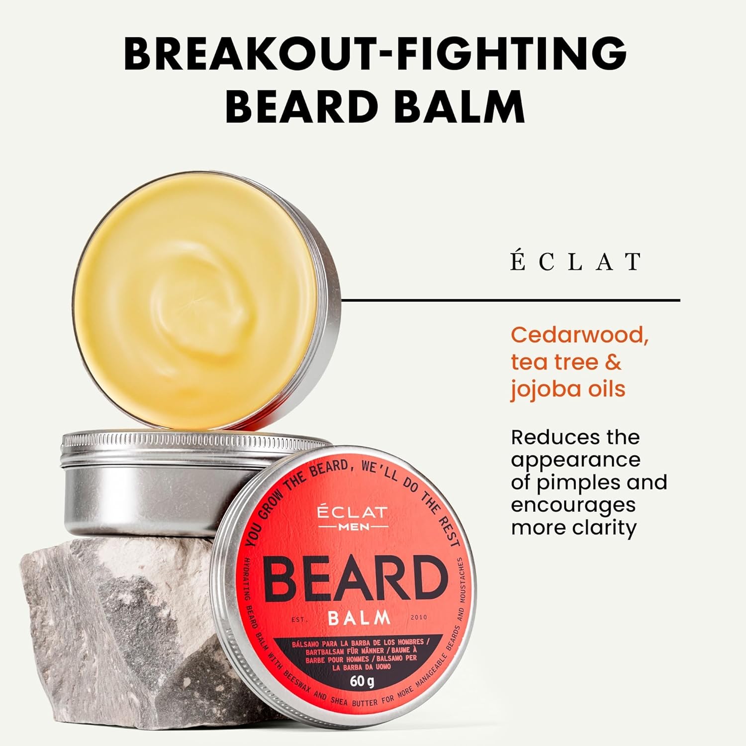 Eclat Skincare Men Beard Balm, Beard Oil for Men, Beard Conditioner for Men w/Shea Butter, Beard Butter Men w/Pure Argan Oil, Beard Wax Moisturizer & Softener Beard Wax - Sensitive Skin : Beauty & Personal Care