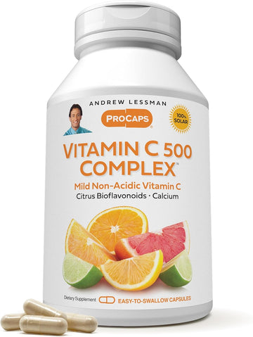 Andrew Lessman Vitamin C 500 Complex 720 Capsules - Non-Acidic Vitamin C Plus Citrus Bioflavonoids For Immune System And Anti-Oxidant Support, No Stomach Upset, Small Easy To Swallow Capsules