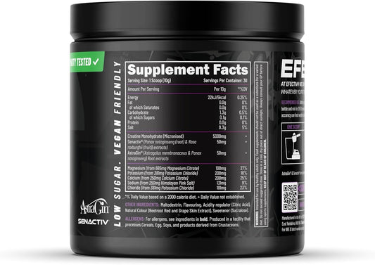 Efectiv Hybrid Creatine Plus Hydration | 5G Creatine Monohydrate Powder | Added Electrolytes | Astrogin For Increased Absorption | 30 Servings | 300 Grams (Black Cherry)