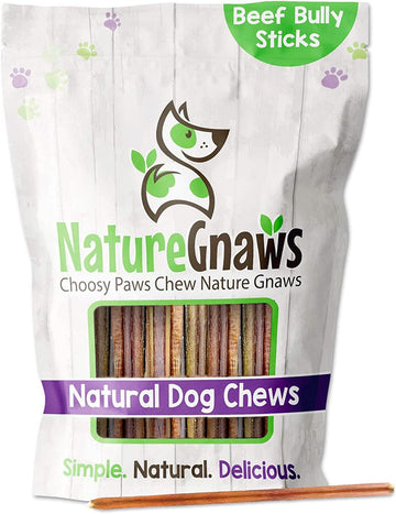 Nature Gnaws Extra Thin Bully Sticks For Small Dogs 5-6" (10 Count) - Long Lasting For Light Chewers And Puppies - Natural Beef Dog Chew Bones