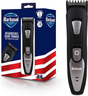 Barbasol Rechargeable Electric Beard Trimmer With Stainless Steel Blades And Adjustable Settings