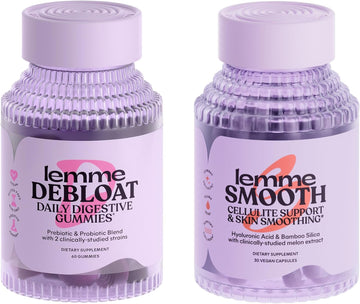 Lemme Debloat Gummies & Smooth Capsules Bundle - Digestive & Gut Health Gummies - Reduce Bloating & Cellulite* - Vegan, Gluten Free, Non-Gmo