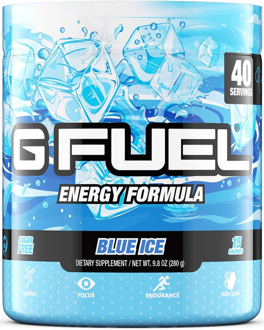 Gamma Labs G Fuel Blue Ice Energy Powder, Sugar Free, Clean Caffeine Focus Supplement, Blue Raspberry Flavor, Focus Amino, Vitamin + Antioxidants Blend - 9.8 Oz (40 Servings)