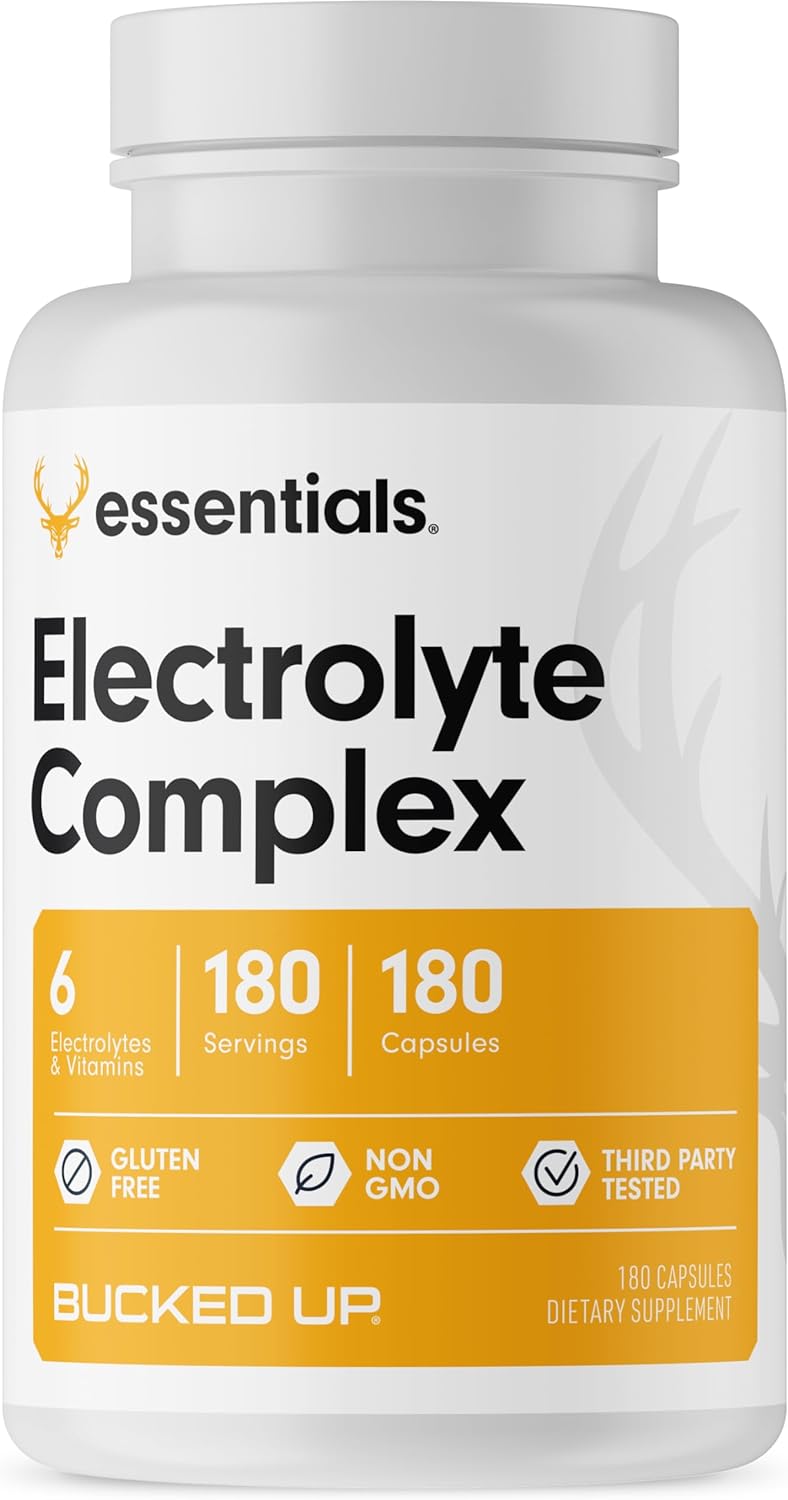 Bucked Up Electrolyte Complex - 6 Electrolytes & Vitamins, Essentials (180 Servings, 180 Capsules)