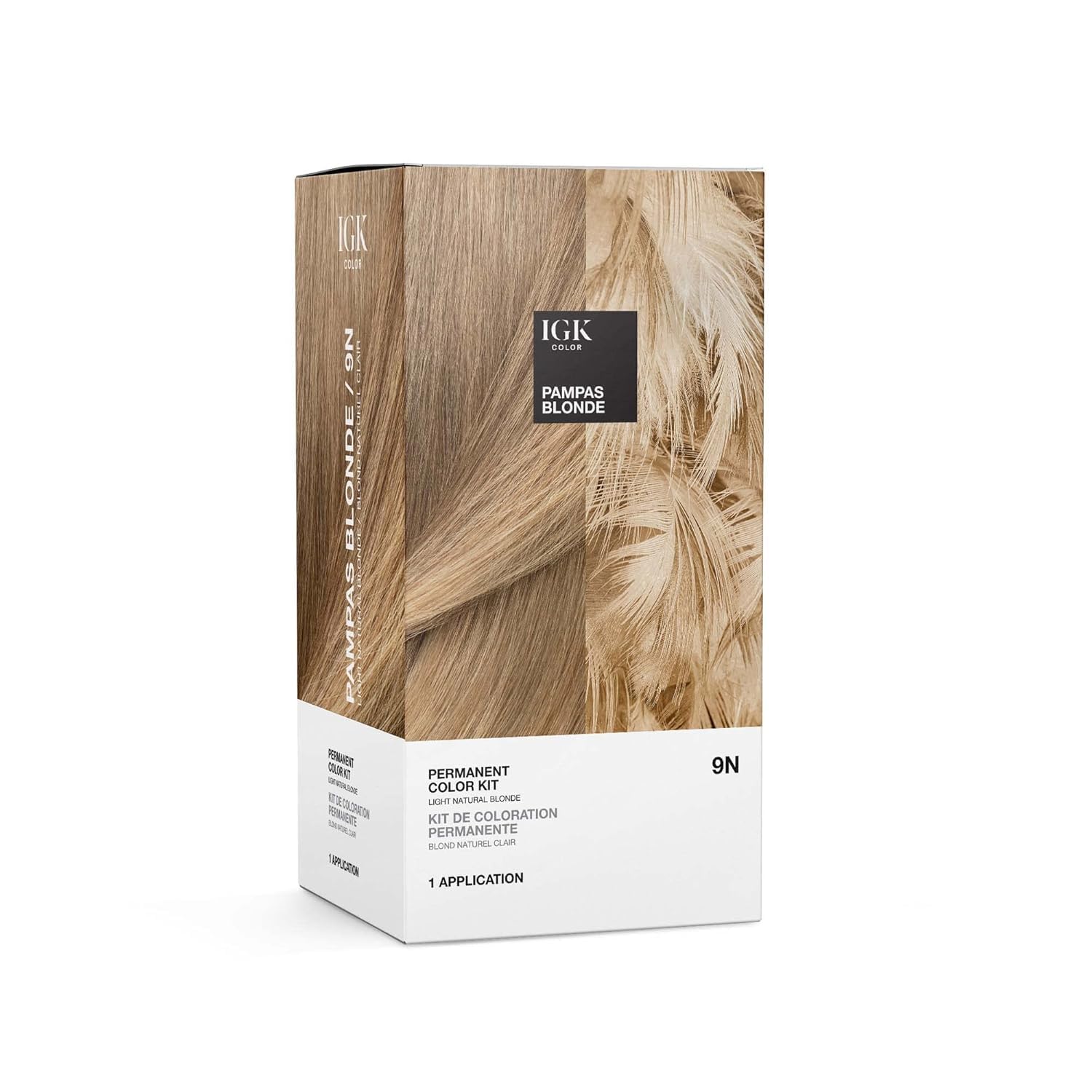 Igk Permanent Hair Dye Color Kit | 9N Pampas Blonde - Light Natural Blonde | 100% Gray Color Coverage + Strengthen + Shine | Ammonia Free