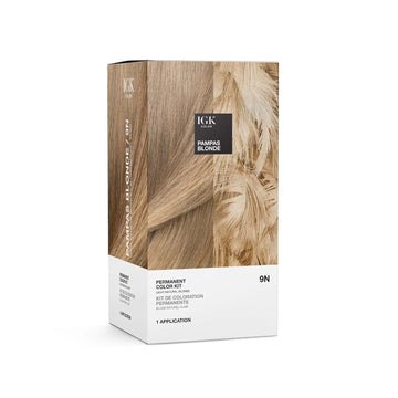 Igk Permanent Hair Dye Color Kit | 9N Pampas Blonde - Light Natural Blonde | 100% Gray Color Coverage + Strengthen + Shine | Ammonia Free