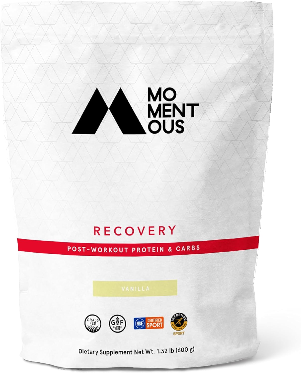 Momentous Recovery Grass-Fed Whey Protein Powder - 20G Post-Workout Whey Isolate Protein - Nsf Certified, Gluten-Free, 15 Servings, Vanilla (Package May Vary)