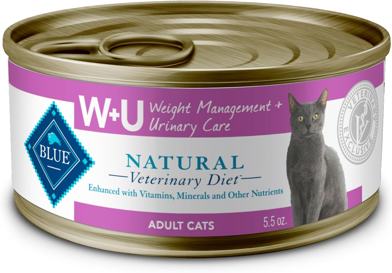 Blue Buffalo Natural Veterinary Diet W+U Weight Management + Urinary Care Wet Cat Food, Veterinarian'S Prescription Required, Chicken, 5.5-Oz. Cans (24 Count)