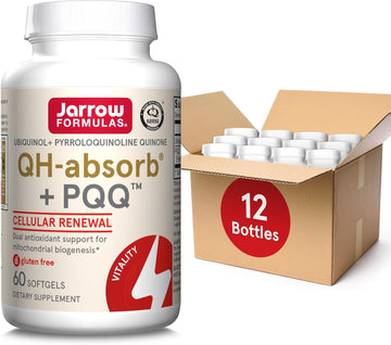 Jarrow Formulas Qh-Absorb + Pqq, Dietary Supplement, Antioxidant Support For Mitochondrial Biogenesis, Cellular Energy Production And Cardiovascular Health, 60 Softgels, 60 Day Supply, Pack Of 12