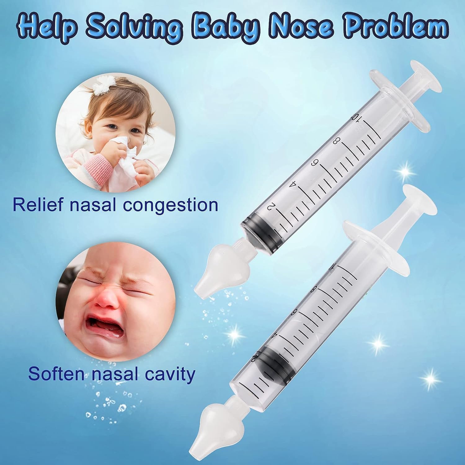 Nasal Syringe for Baby White - 2PCS - Safe Silicon Baby Nasal Aspirator Qucik Syringe Nose Cleaner Rinsing Tool for Baby/Infant/Kid : Baby