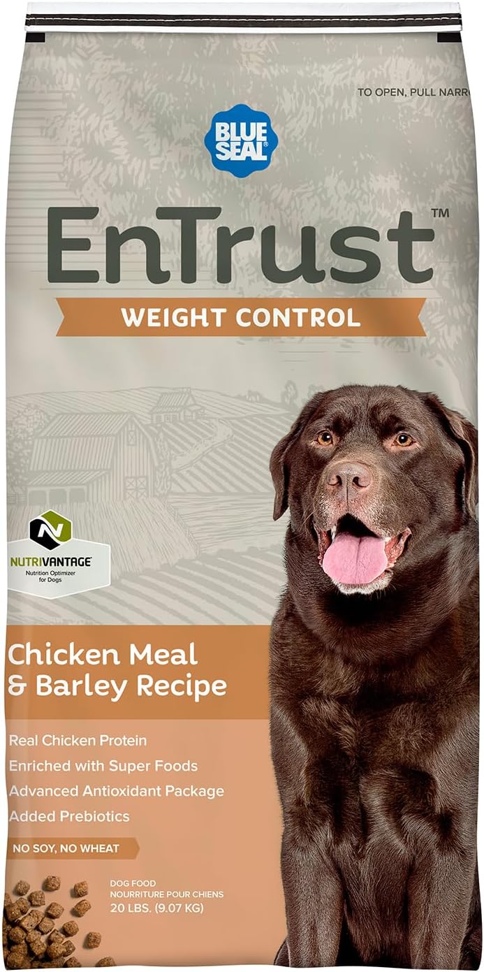 Entrust Weight Control Dog Food | Real Chicken & Barley | Enriched With Super Foods, Antioxidants And Probiotics | No Wheat Or Soy | 20 Pound Bag