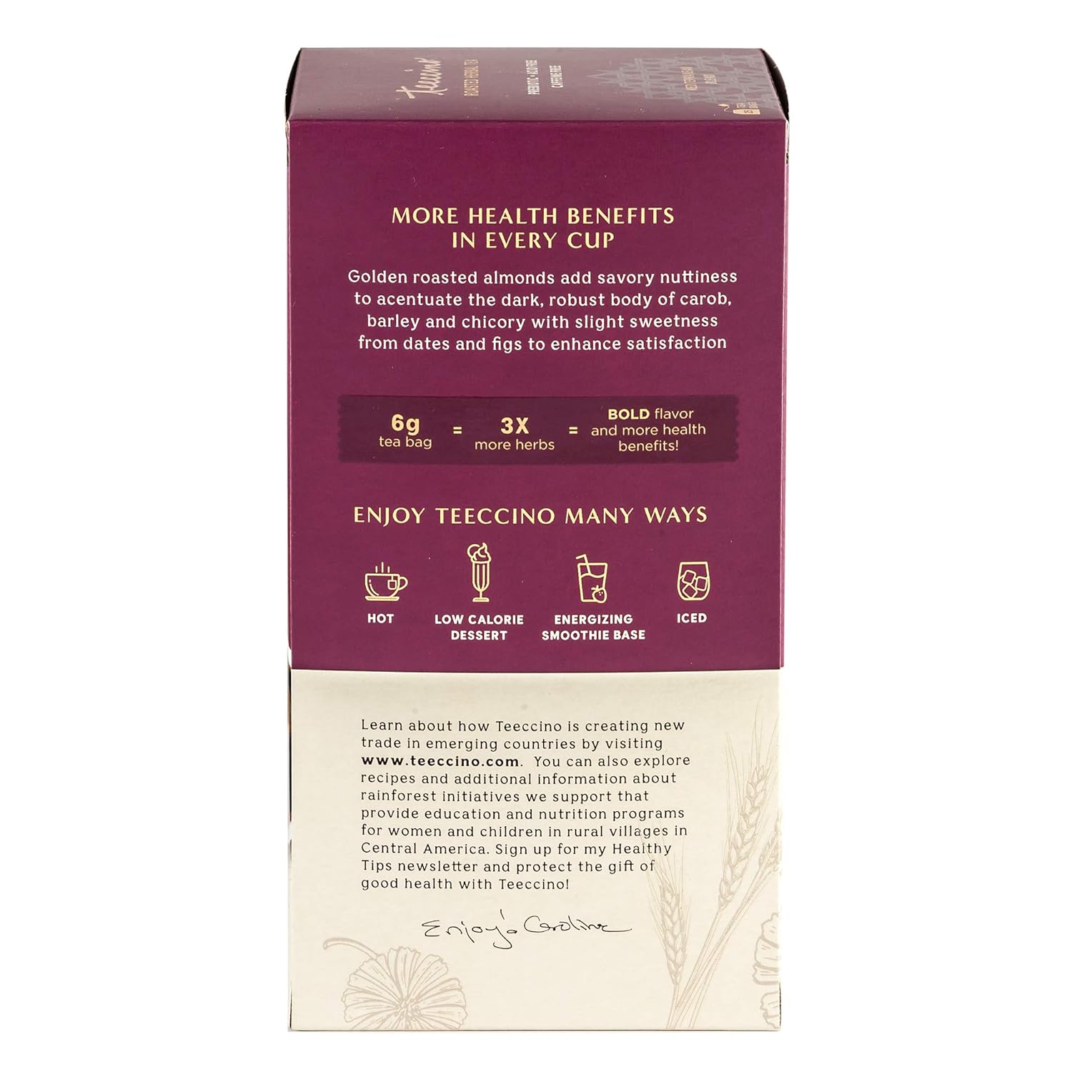 Teeccino Chocolate Peppermint Herbal Tea - Enjoy Hot Or Iced Tea With Cooling Peppermint, Cocoa & Chicory, Prebiotic, Caffeine Free, Acid Free, 25 Tea Bags