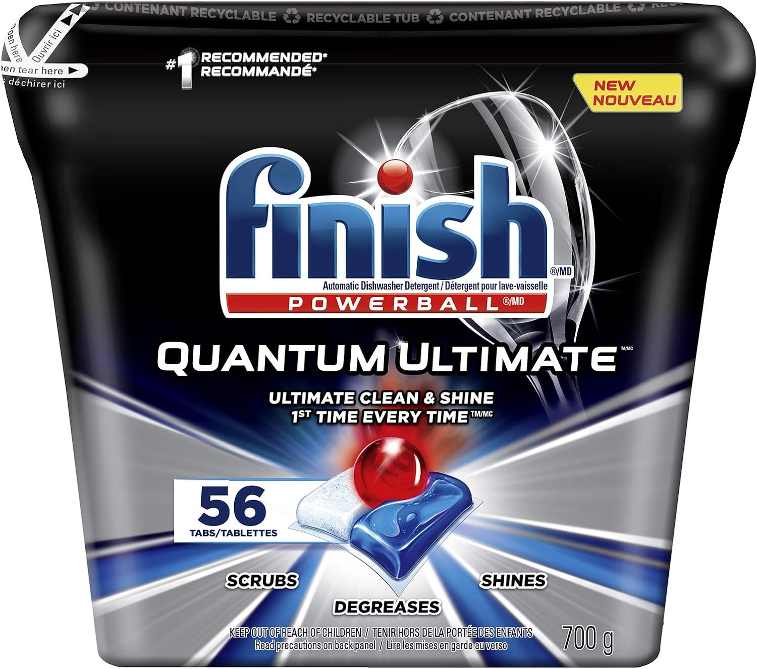 Finish Dishwasher Detergent, Quantum Ultimate, Fresh, 56 Tablets 56 Count