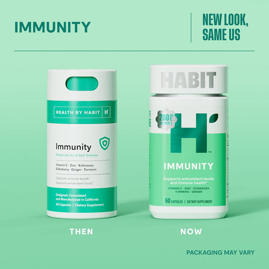 Habit Immunity Supplement (60 Capsules) - New Look, Echinacea, Elderberry, Turmeric, Zinc Blend To Support Immune Health And Antioxidant Levels, Vegan, Non-Gmo (1 Pack)