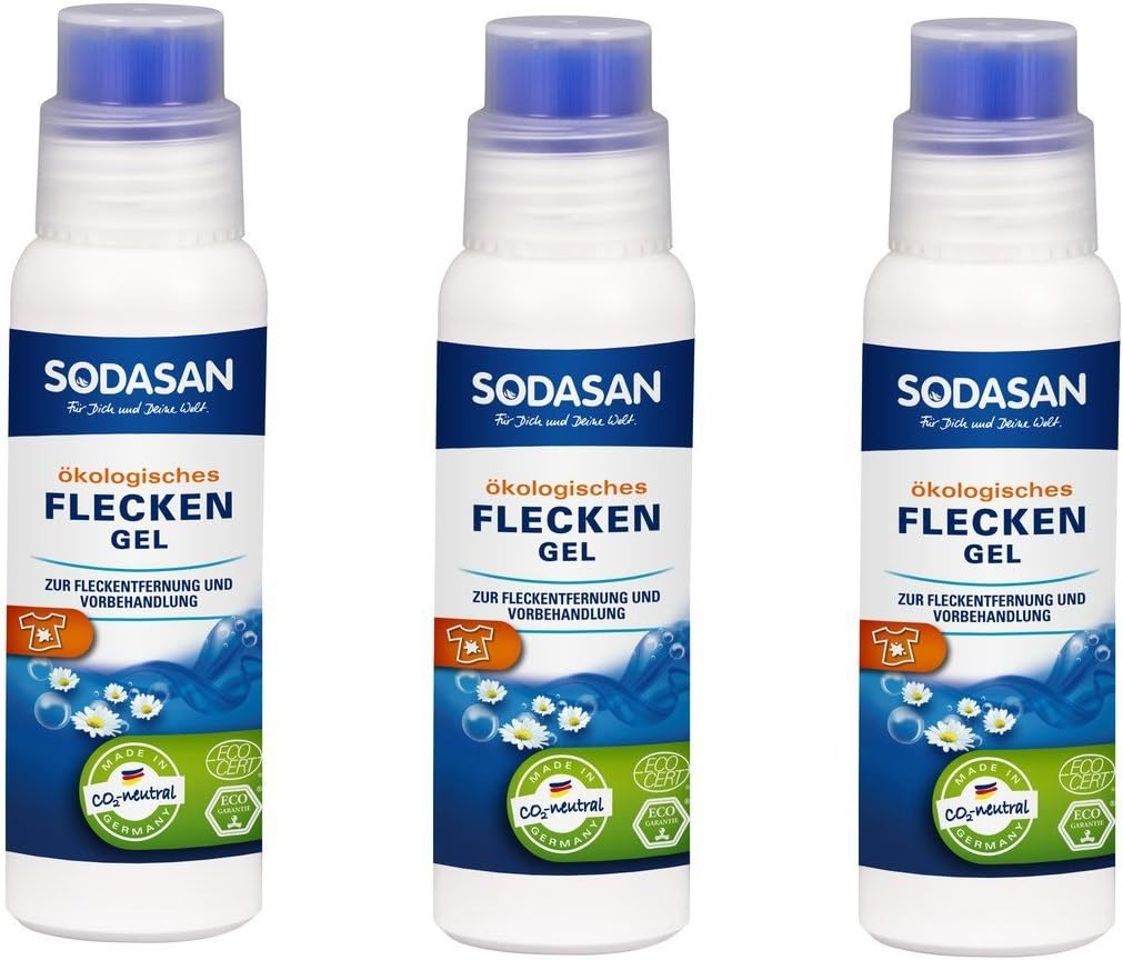 Sodasan Stain Gel With Application Brush, Ecological Stain Gel For Pre-Treatment And Stain Removal, 3 X 200 Ml